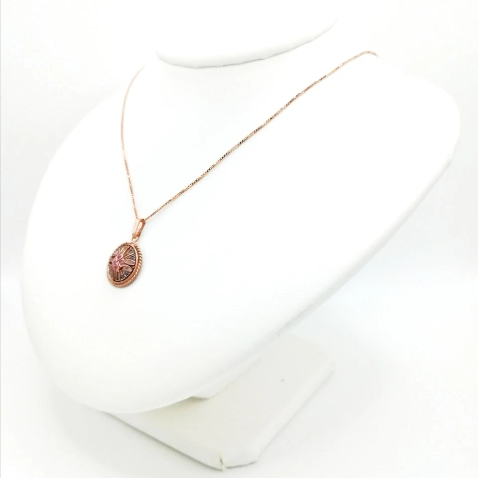 Pendente Argento 925 Rosé Antico Teorema Vicenza con Rubini e Zaffiri - Immagine 4 di 4