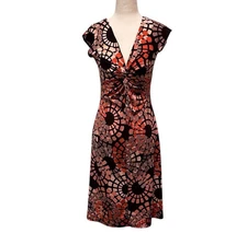 Lady Hathaway Dress Women Size 4 Pink Brown Twist Front Geometric Print Stretch