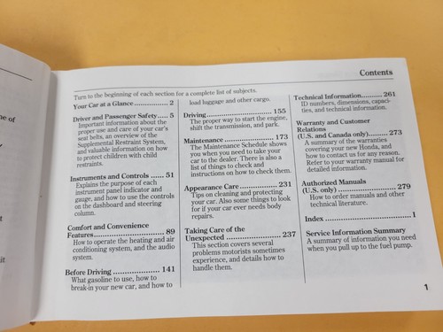 2000 HONDA CIVIC OWNERS MANUAL - Picture 3 of 5