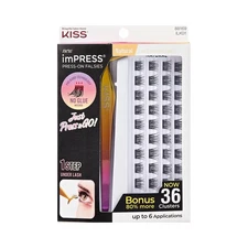 KISS imPRESS Falsies Press On Self Adhesive Eyelashes, 12mm-14mm Natural Volu...