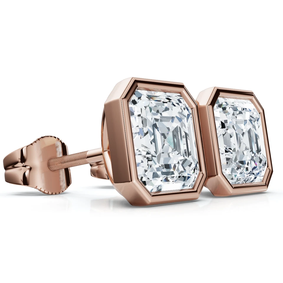 Bisel de diamante con bisel de corte Asscher de 2 quilates cultivado en laboratorio de oro de 14 k