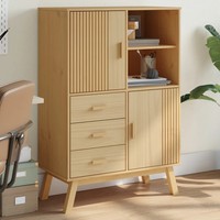 Highboard Sideboard Olden Braun Massivholz Kiefer 85X43X125 Cm