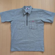 Ben Davis Half Zip Work Shirt White Gray Stripe Made in USA Japan