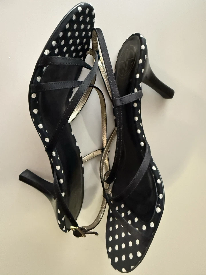 Sandalias Lilly Pulitzer Via Palm Beach negras con lunares blancos con tiras talla 6,5 M Foto 3 de 4