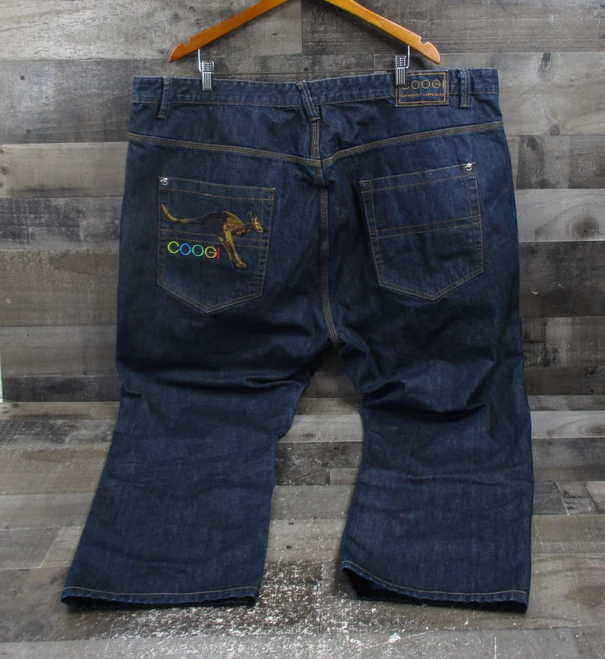 Coogi Jeans Mens 50x32 Fits 48x28 Blue Denim Wide Leg Embroidered Kangaroo - Image 3 of 4