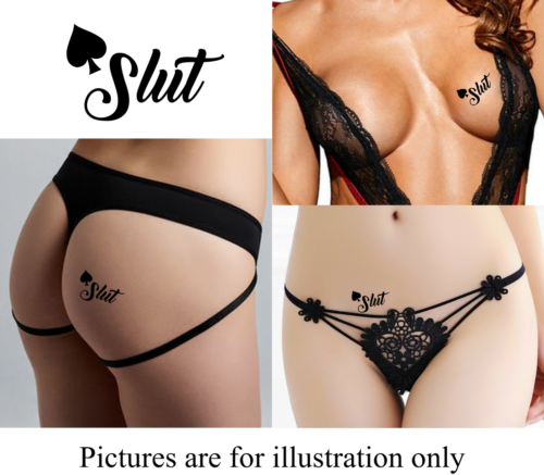 4 Slut Queen of Spades Temporary Tattoo x4 , Hotwife, Cuckold, BBC eBay picture