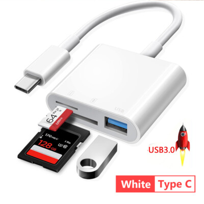 USB C to SD Card Reader, 3-in-1 Hub Converter, Micro SD TF Memory Type-C Adapter