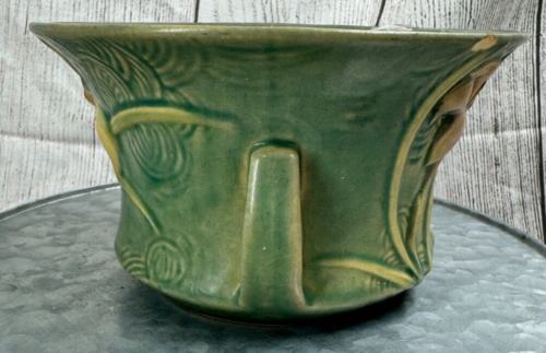 Vintage Roseville Keramik 470-5 Vase/Übertopf blau mit weißen Blumen = - Bild 2 von 7