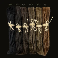 Dark Human Hair Dreadlock Extensions, 10 Pcs Natural Dread, 100% Human Hair