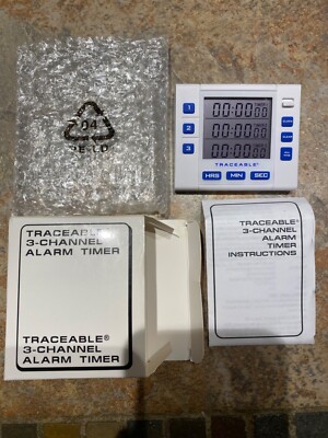 FISHER SCIENTIFIC 06-662-5 TRACEABLE THREE CHANNEL ALARM TIMER,TRIPLE LINE LCD