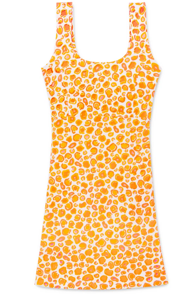 Women's Dress - Printed Cheetah Dress - Sundress - Small - Neon orange