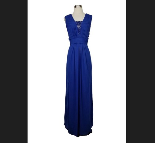 ADRIANNA PAPELL Women's 12 Royal blue sleeveless formal gown chiffon dress long - 第 1/9 張圖片