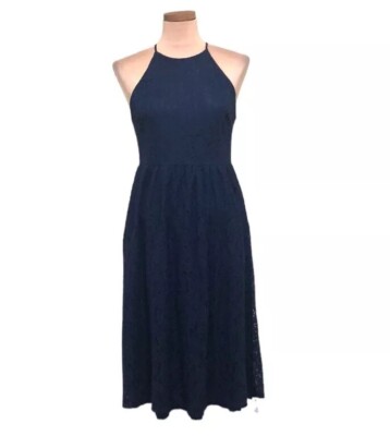 Soprano Midi Dress Size Medium Navy Blue Floral Lace | eBay
