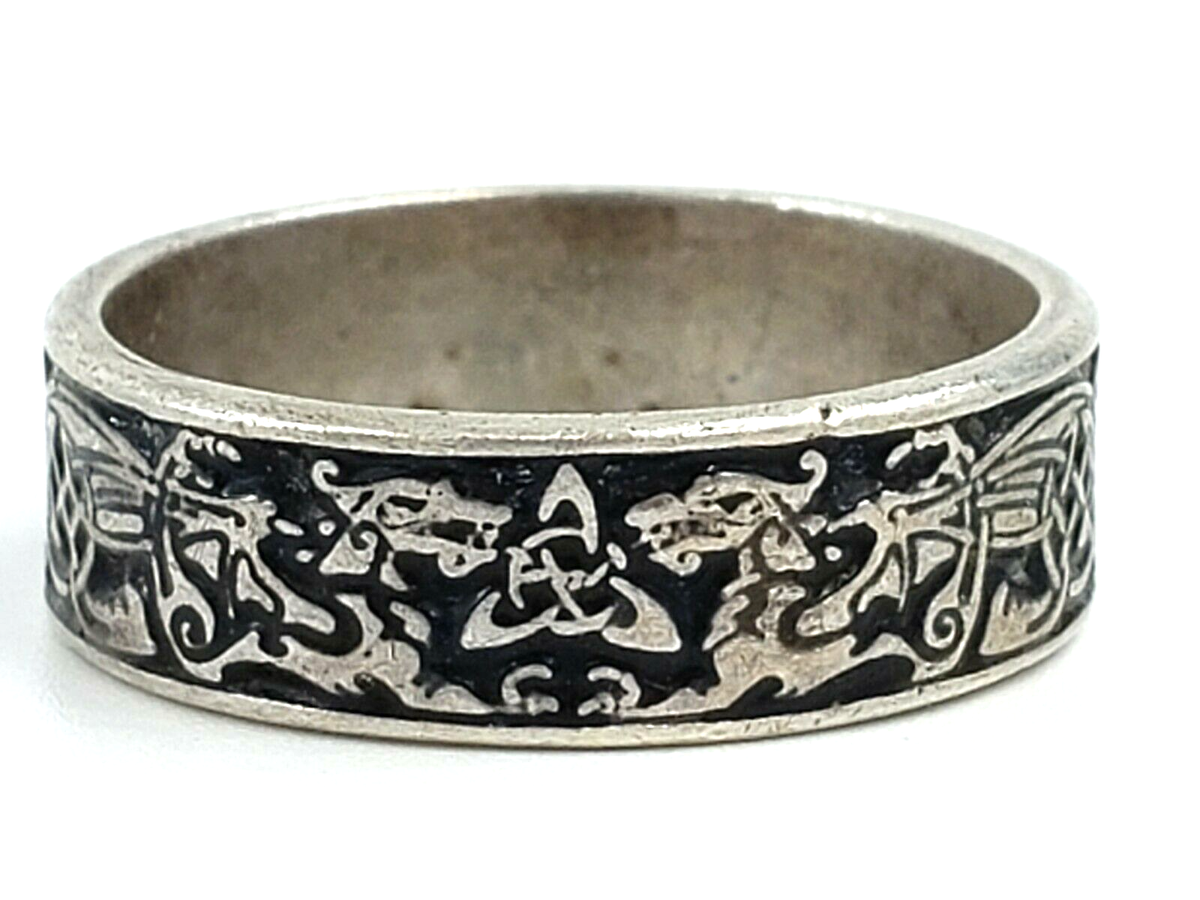 PEPI Sterling Silver Ring Size 9 Triquetra Dragon Celtic Knot