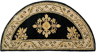 Noir Jardin Wool Hearth Rug, Half Round