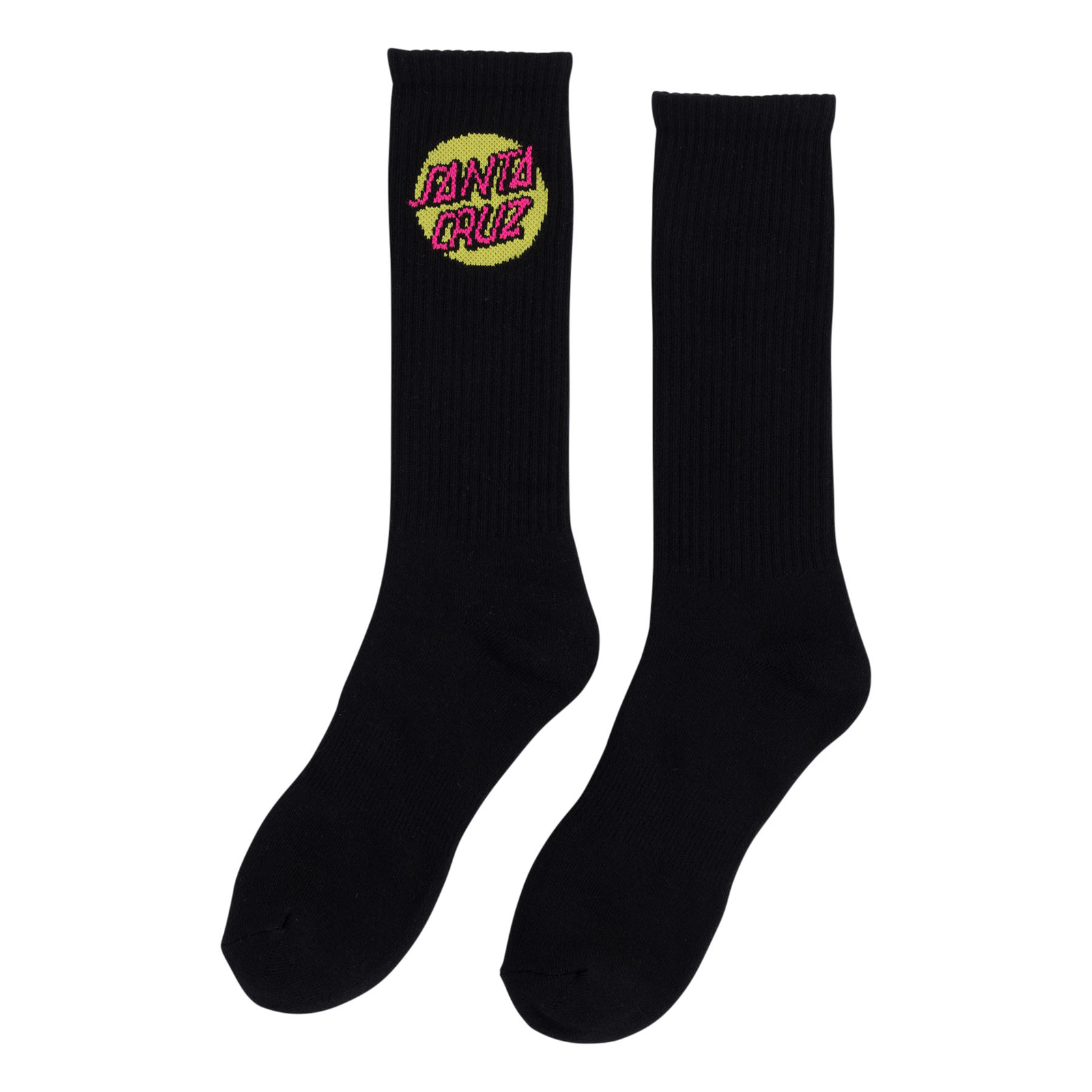 Santa Cruz CRUZ CREW Skateboard Socks 2 PAIRS BLACK w/HAZARD