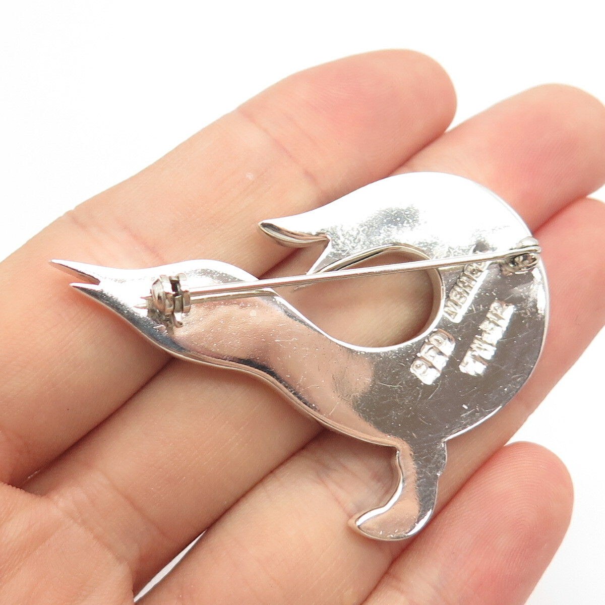 950 Silver Vintage Mexico Real Azurite Gem Inlay Bird Pin