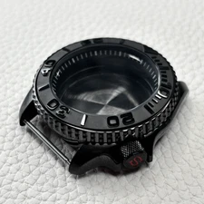 42mm Black Steel 5ATM Ceramic Watch Case PVD 3'8 Crown Mod Parts Fit NH35 NH36