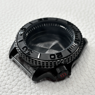 42mm Black Steel 5ATM Ceramic Watch Case PVD 3'8 Crown Mod Parts
