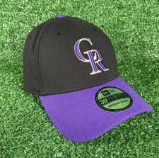 Colorado Rockies New Era 39THIRTY Size M/L Stretch Black Purple Hat MLB Cap New