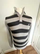 Kangol Mens Medium Grey Knit high Neck Button Pullover Jumper Size Small
