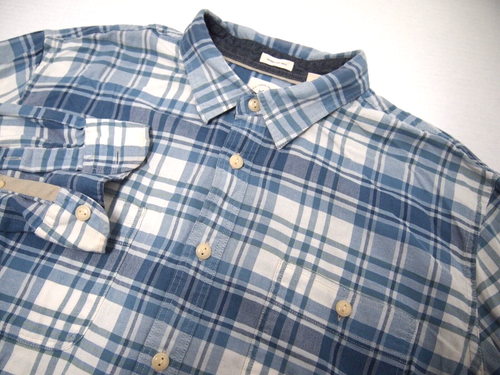 Dockers Mens Shirt L Slim Fit Windblown Twill Blue Plaid Long Sleeve Button - Picture 2 of 5