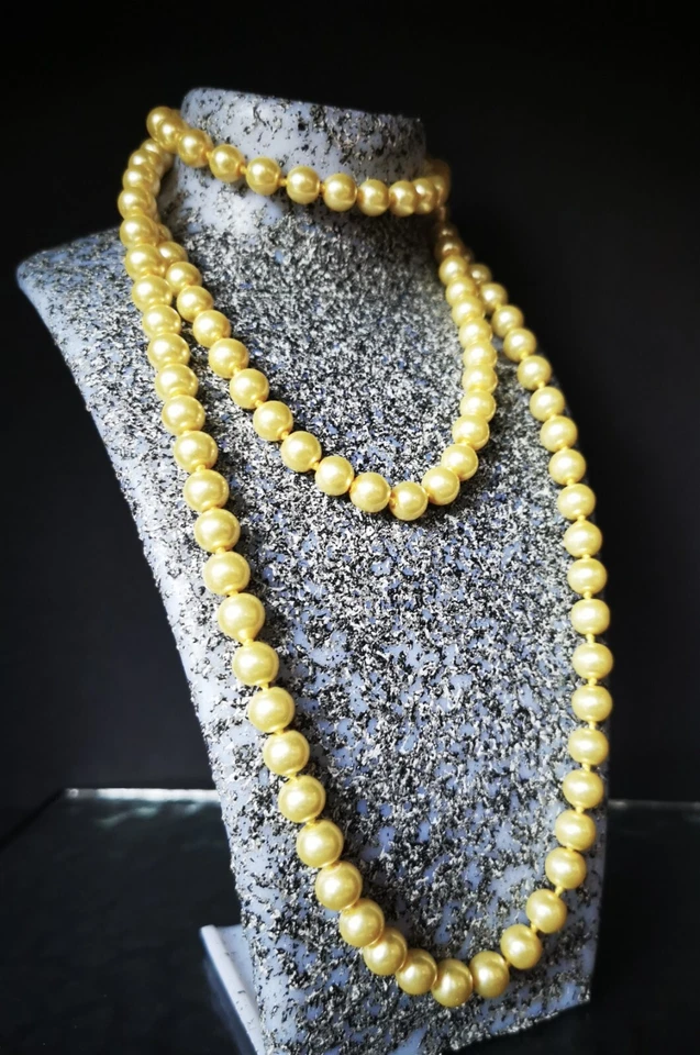 Kette Perlen Muschelkern cremegolden schimmernd superschön + edel! 1m lang 73g - Bild 3 von 4