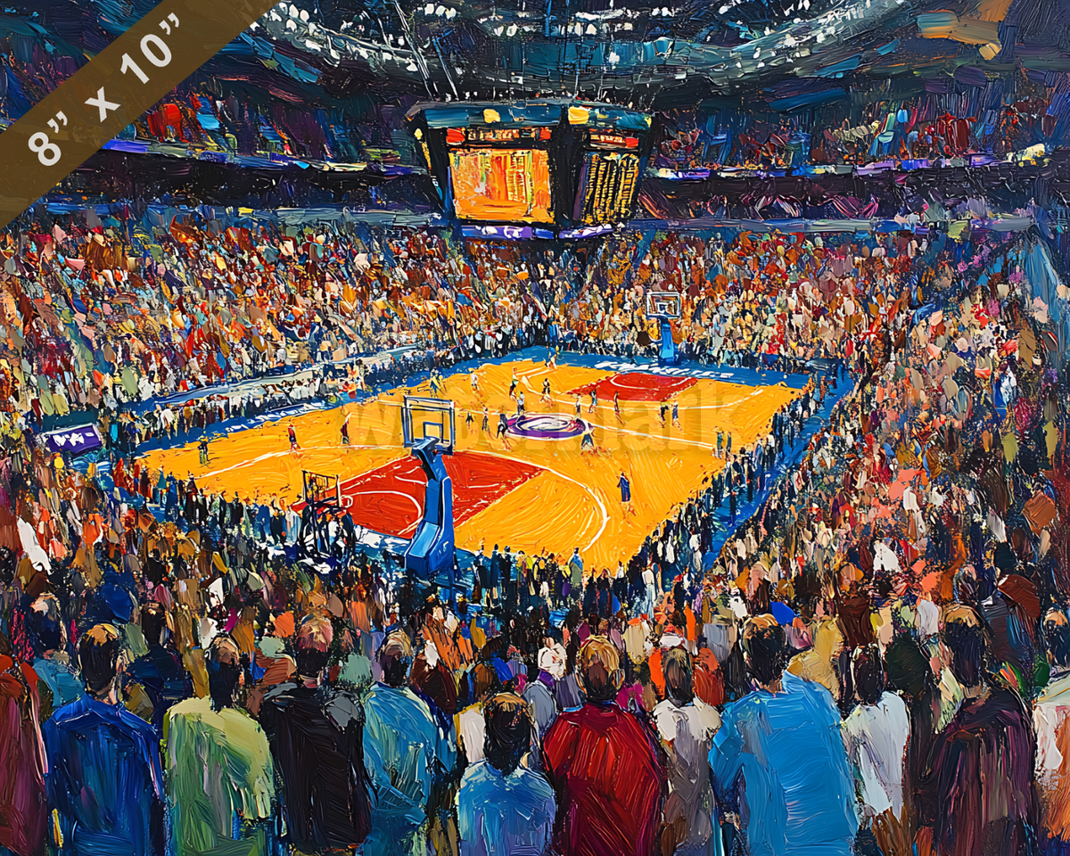 Basketball arena full of fans oil painting 8x10 Print