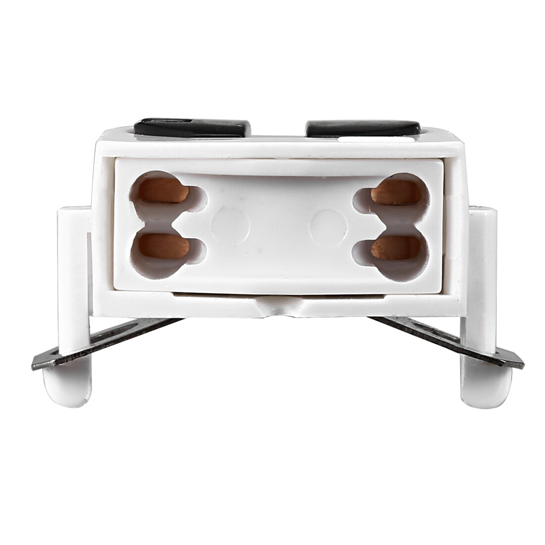 Uxcell 4-Pack G5 T5 Fluorescent Lamp Holder – AC 500V 2A, Double Socket, White/Black, PC Material