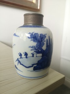 Fine 19th Century Chinese Blue/White Porcelain Tea Caddy