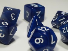 RPG Dice Set of 7 - Pearl Blue D4 D6 D8 D10 D12 D20 D00-90