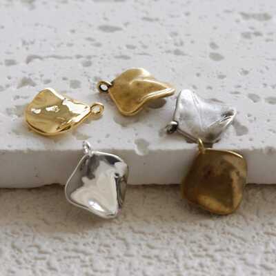 Premium Plated Solid Brass Charm - Waved Disc 14x14mm (4909C-2)