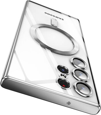 For Samsung Galaxy S24 S23 Ultra S22 Plus Clear Case Slim Plating Mag Safe Cover