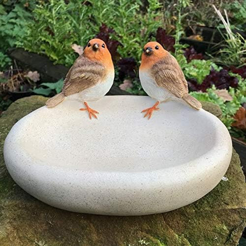 London Ornamente Paar süße Robins auf einer Schüssel 14 cm hohes Futterwasser - Bild 3 von 3