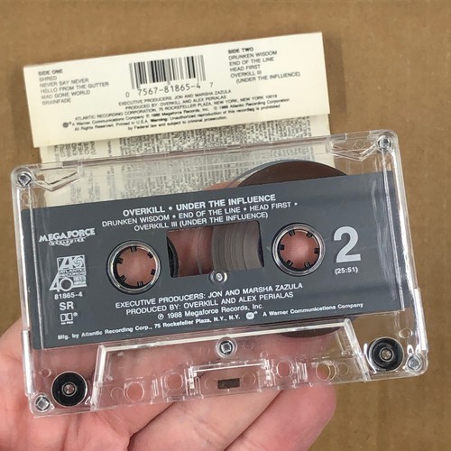 OVERKILL Cassette Tape 80s Metal Thrash UNDER THE INFLUENCE MEGAFORCE RECORDS - Picture 3 of 6