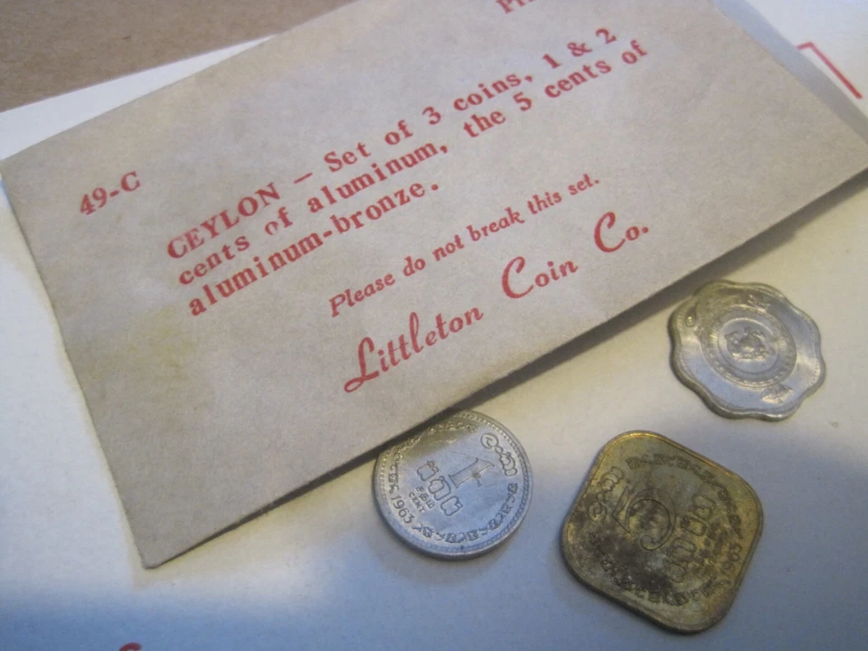 1963 CEYLON SET OF 3 ALUMINUM COINS-1/2 AND 5 CENTS(ALUMINUM&BRONZE) - Image 1 of 1