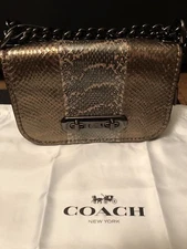 COACH Swagger Shoulder Bag 20 in Metallic Striped Mixed Snakeskin New With Tag