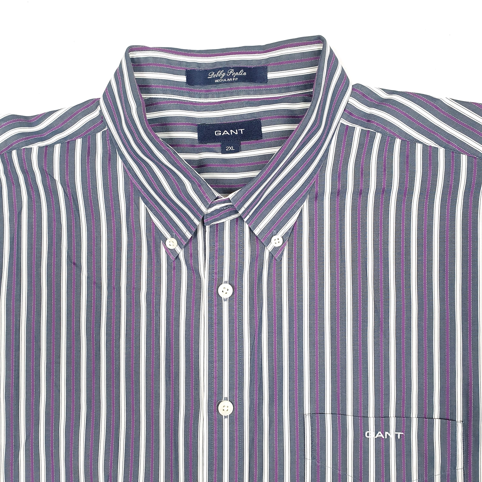GANT Purple Striped Shirt Poplin Long Sleeve Casual Cotton Mens XXL image 2