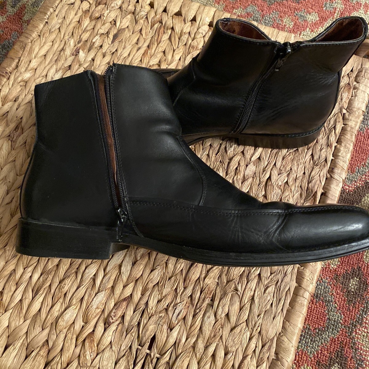Men's Microfiber Ankle Boots Retro Side Zip Casual Fashion Shoes Rubber Sole