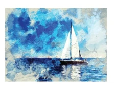 RETIRED*On A Voyage-Redesign With Prima Transfer Rub On Furniture Decal Sailboat