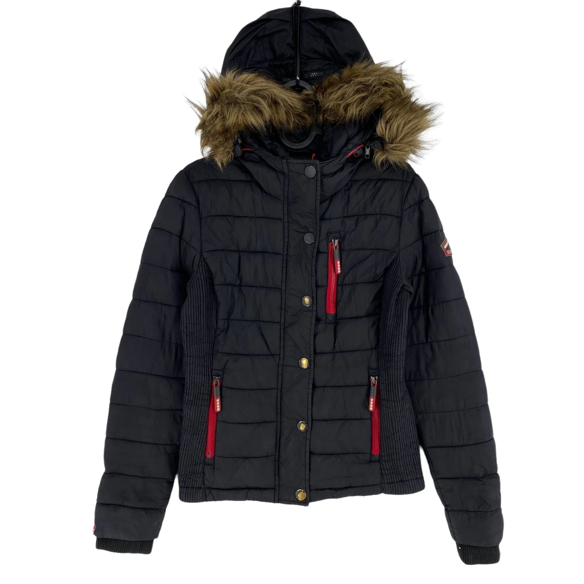 Fuji slim double zip hooded hotsell jacket black