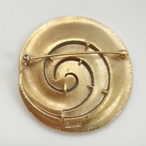 Trifari Krone Vintage goldfarben Wirbel signiert Muschel Brosche Anstecknadel 2”x 2” #521 - Bild 2 von 3