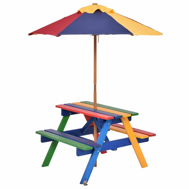 8 Seat Kids Picnic Table Umbrella Play Children Bench Patio Backyard Outdoor Toy For Sale Online Ebay