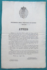 Avviso Intendenza della Provincia di Catania - 1849