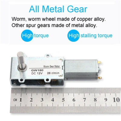 DC 6V 12V Worm Gear Motor 4RPM-52RPM Low speed Electric Engine Robot Lock GW180