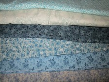 BLUE tonal FLOWERS ALLOVER garden leaves Cotton Fabric U-PICK 1/2 yd BTHY