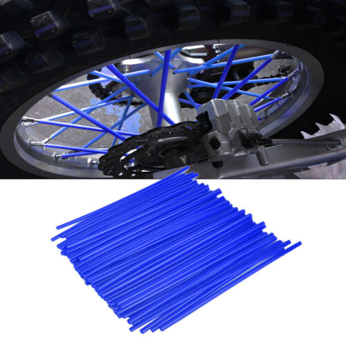 72x Deep Blue Wheel Spoke Wraps Rim Covers Skins fr Dirt Bikes Motorcycle Li - Zdjęcie 1 z 5