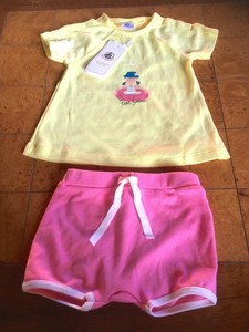 Petit Bateau Frances Traje De Bebe De Nina Top Shorts Rosa Amarillo Vintage No Utilizados 18m Ebay