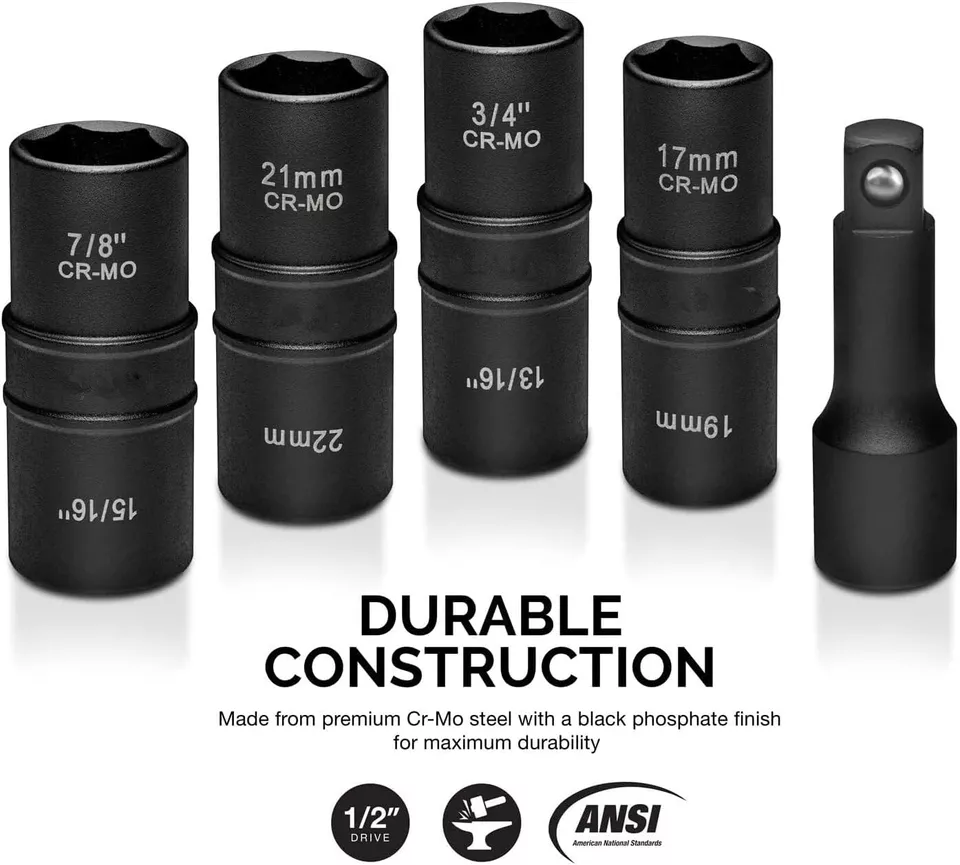 Juego De Herramientas Dado Abatible Destornillador Impacto 1/2" SAE Metric 5 PCS - Image 2 of 4