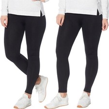 HUE 2Pc Fleece Lined Leggings Black Black S/M NEW 128 